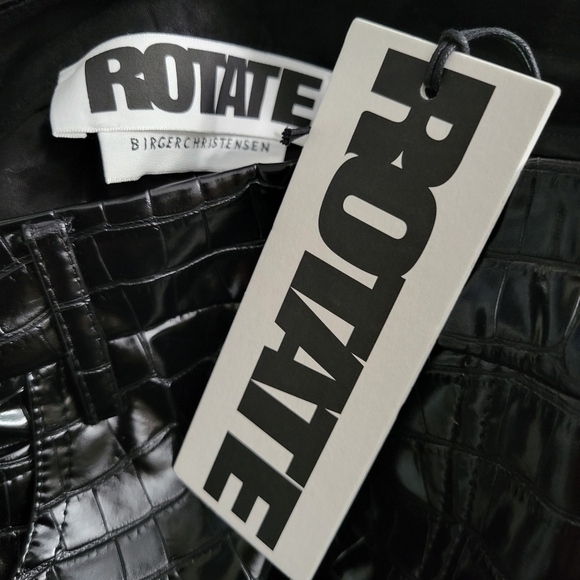 Rotate Birger Christensen Black Croc Embossed Straight Leg Rotie Pants NWT - Picture 11 of 14